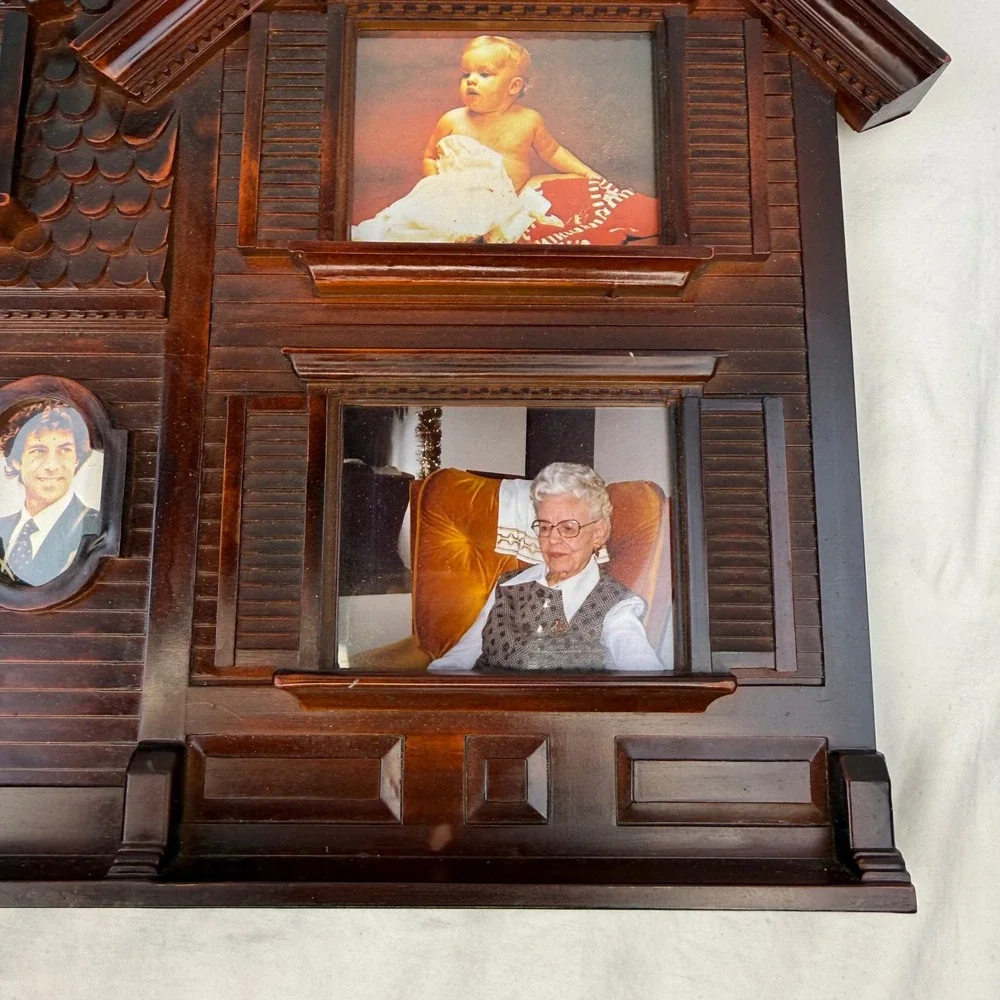Vintage HL No 102 Victorian House Multi Photo Frame Brown 5 Openings Hong Kong